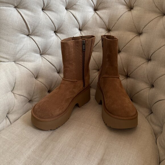 UGG Classic Twin Seam New Heights Platform Boots – Chestnut Suede (Size 7) NWT/N - Picture 6 of 15